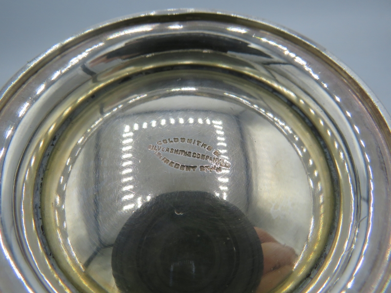 A heavy silver plain bowl sitting on a pedestal foot, London 1934, Goldsmith's & Silversmith's, - Image 2 of 3