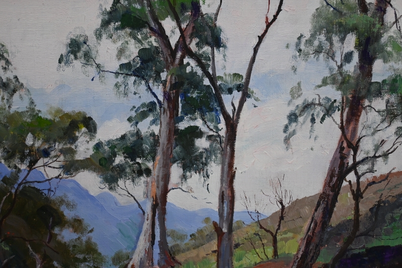 British School (20th century) - 'Country landscape with mountainous background', oil on board, - Image 3 of 9