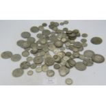 A large collection of pre 1946 English coinage to include florins, half crowns and 3d. Approx weight