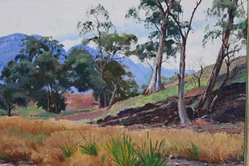 British School (20th century) - 'Country landscape with mountainous background', oil on board, - Image 2 of 9