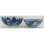 Two Chinese blue and white porcelain bowls, 19th century. Both of circular form. (2 items) 11.4