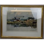 Edward Wesson RI RBA RSMA (British, 1910-1983) - 'River scene and boat yard', watercolour, signed,
