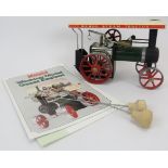 A vintage Mamod live steam tinplate model TE1 Traction Steam Engine. Solid fuel powered with a