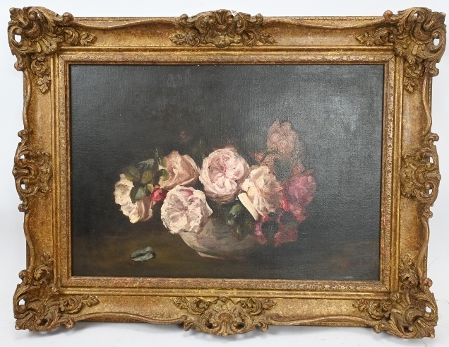 British/Continental School (late 19th/early 20th century) - 'Still life bowl of flowers', oil on