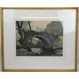 Bertram Nicholls PRBA ROI (British, 1883-1974) - 'A bridge in Wales', watercolour, signed, label