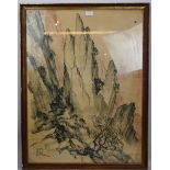 David Rawnsley (1909 - 1977) - 'Capri Cliffs', charcoal, signed with initials, personal