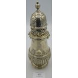 A large silver sugar caster with 1/2 fluting around the edge. Sheffield 1894. 10.2 troy oz/ 318