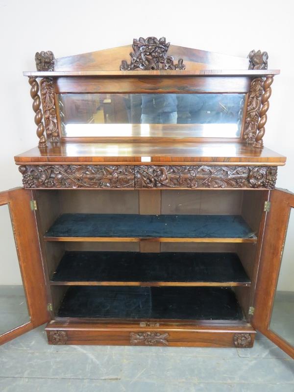 A good quality Victorian rosewood mirror-back chiffonier featuring barley-twist uprights and an - Image 3 of 4