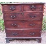 An 18th century mahogany straight-front chest of two short over three long graduated cock-beaded