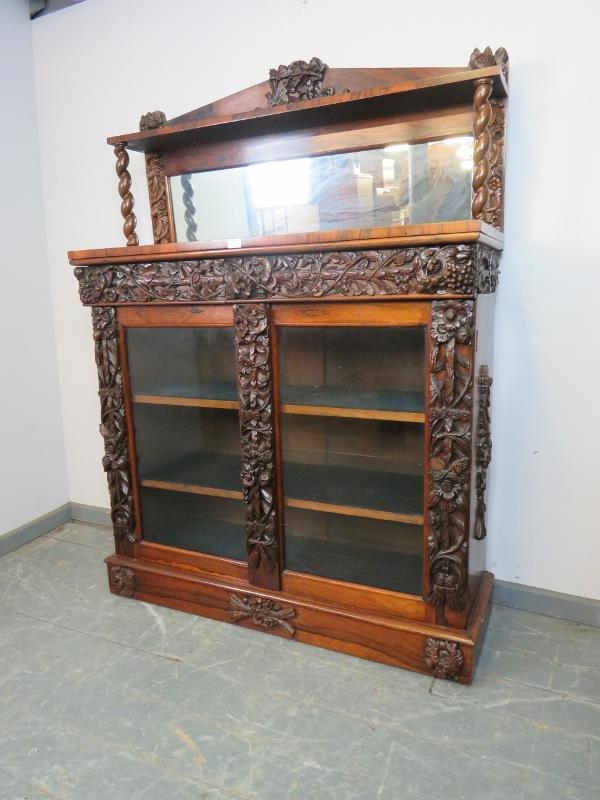 A good quality Victorian rosewood mirror-back chiffonier featuring barley-twist uprights and an - Image 2 of 4