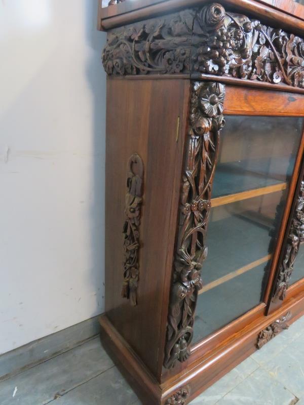 A good quality Victorian rosewood mirror-back chiffonier featuring barley-twist uprights and an - Image 4 of 4