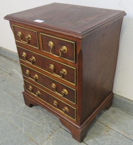 A vintage walnut apprentice style chest of two short over three long cock-beaded drawers with - Image 2 of 2