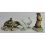 A group of British and Continental ceramic wares, 20th century. Comprising a pair of Lladro geese, a