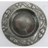 Liberty's English pewter Arts & Crafts shallow dish, by Archibald Knox, of circular form with