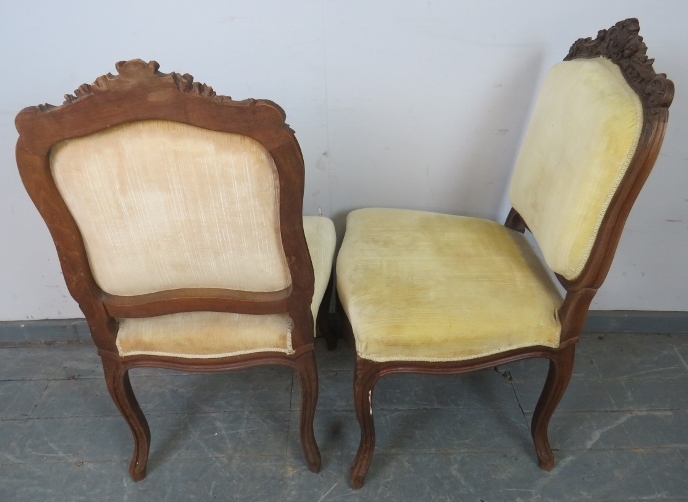 A set of four 19th century French dining chairs, the ornately carved cornices with acanthus scrolls, - Image 4 of 4