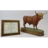 A Royal Worcester Limited Edition Highland Bull, circa 1977. Modelled by Doris Lindner. Limited