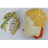 Two Czechoslovakian Art Deco ceramic items. Comprising a Royal Dux wall plaque, marks to reverse