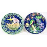 Two Maling ceramic plates, circa 1930s/40s. Comprising one tubeline decorated with a ship at sea and