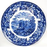 A large Wedgwood ‘Chinese’ pattern charger plate, 19th century. Impressed and underglaze blue
