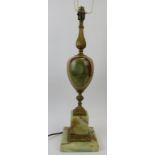 A large ormolu and agate table lamp stand, 20th century. The agate of square and ovoid form with