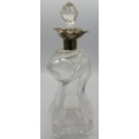 An Art Nouveau waisted glass decanter with silver collar, Birmingham 1903, associated glass stopper.