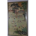 (20th century) Chinese school 'children at play', original painting on silk panel. Signed. 90cm x