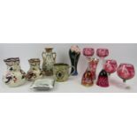A group of ceramics and glass items, 19th/20th century. Comprising two Mason’s Ironstone jugs, a