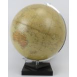 A vintage Philips’ Challenge Globe. The terrestrial globe chrome arm and plastic base. Crome Scale