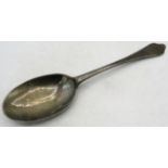 A Queen Anne silver trefoil rat tailed spoon, London 1706. Approx weight 1.3 troy oz/41 grams.