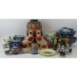 A large group of ceramic items, 19th/20th century. (21 item) Largest vase: 13.8 in (35 cm) height.