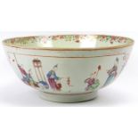 A large Chinese Export Famille Rose porcelain punch bowl, 18th century, Qianlong period.