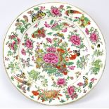 A Royal Worcester porcelain famille rose tazza, 19th century. Depicting exotic birds, butterflies,