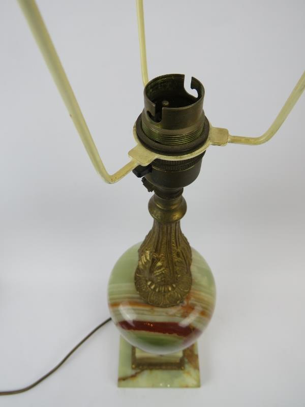 A large ormolu and agate table lamp stand, 20th century. The agate of square and ovoid form with - Image 4 of 4