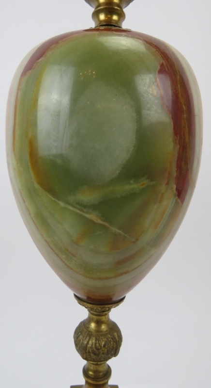 A large ormolu and agate table lamp stand, 20th century. The agate of square and ovoid form with - Image 3 of 4