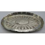 A Victorian oval silver pin tray, approx 6" across, fluting decoration and engraved centre, London