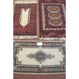 Three rugs, to include a Persian and wool rugs. Largest rug 130cm x 80cm (approx). Condition report: