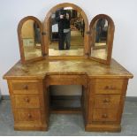 A rare early Mouseman burr oak dressing table from the Kilburn workshops of Robert Thompson,