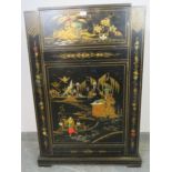 An Art Deco Period chinoiserie cocktail cabinet, the figural and foliate decoration with gold