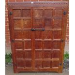 An early Mouseman burr oak panelled double wardrobe from the Kilburn workshops of Robert Thompson,