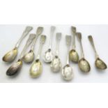 A collection of ten silver Georgian & Victorian egg spoons, nine fully hallmarked, including a