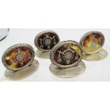 A set of four silver & tortoiseshell pique menu holders, Birmingham 1910, William Comyns. Approx