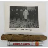 A Winston Churchill signed photograph with two gifted Cuban cigars. An additional photograph is