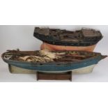 Two vintage model ships, late 19th/early 20th century. Both on stands. 38 in (96 cm) approx. length,