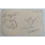 The Beatles: A page signed by all four members of the band in 1963. Clearly signed in black and blue