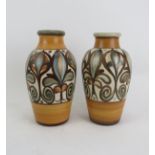 A pair of Langley studio pottery vases, 20th century. 10.2 in (26 cm) height. Condition report: Good