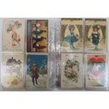 A collection of vintage postcards, Victorian and later. Christmas, Valentines and Easter examples