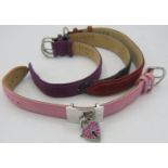 A Links of London pink strap bracelet with 925 marked heart shaped padlock set with pink stones.