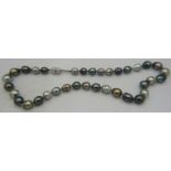 An AAAA Tahitian Southsea pearl necklace, approx 13mm x 10mm. The drop shaped pearls have an