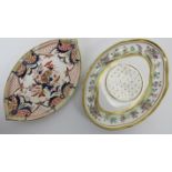 A Derby and Continental porcelain tray. Comprising a Derby tray of elliptical form, painted mark