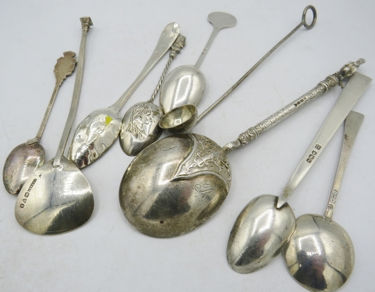 A collection of various spoons, to include a Victorian anointing spoon, London 1897, a skimming - Image 2 of 2